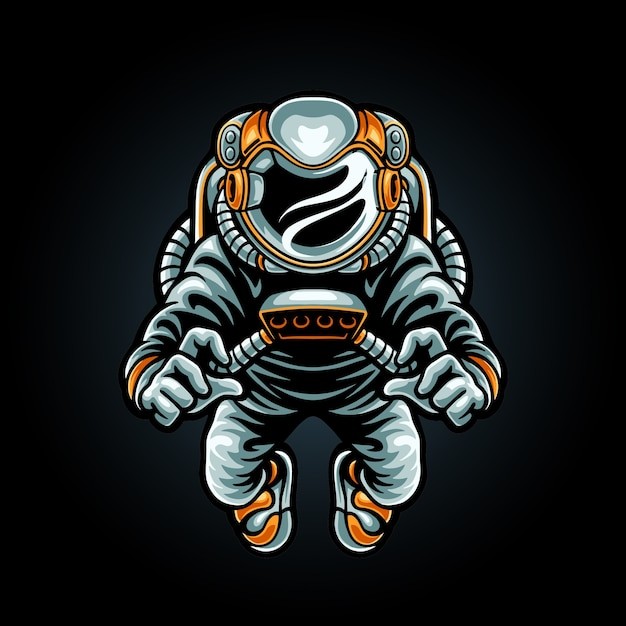 宇航员太空行走插画