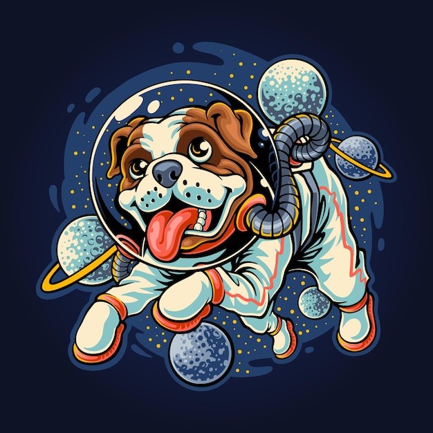 小狗宇航员插画
