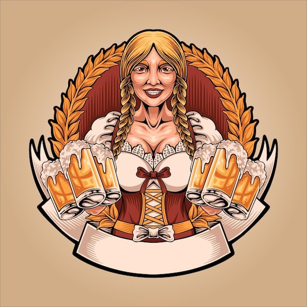 啤酒节标志徽标插画