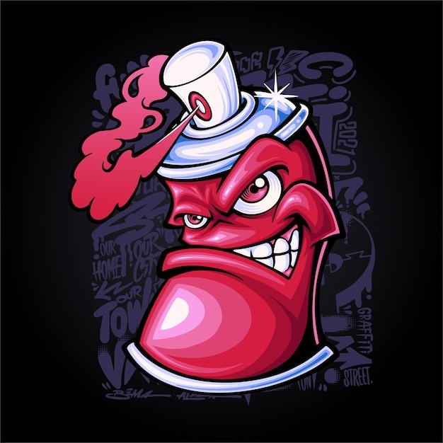 喷漆罐涂鸦形象插画