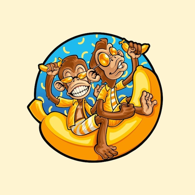 香蕉猴子插画