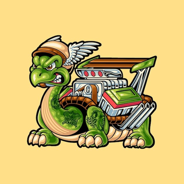 乌龟车插画
