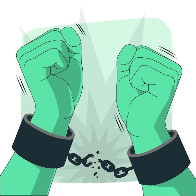 挣脱绞索摆脱束缚概念插画