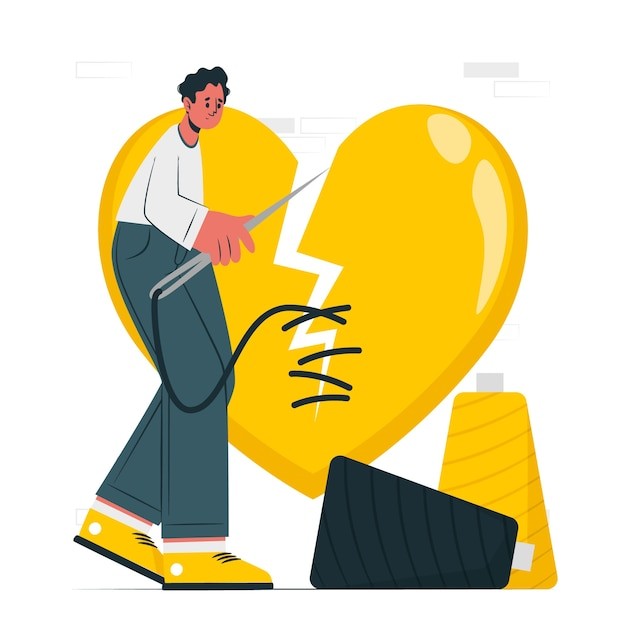 治愈破碎的心概念插画