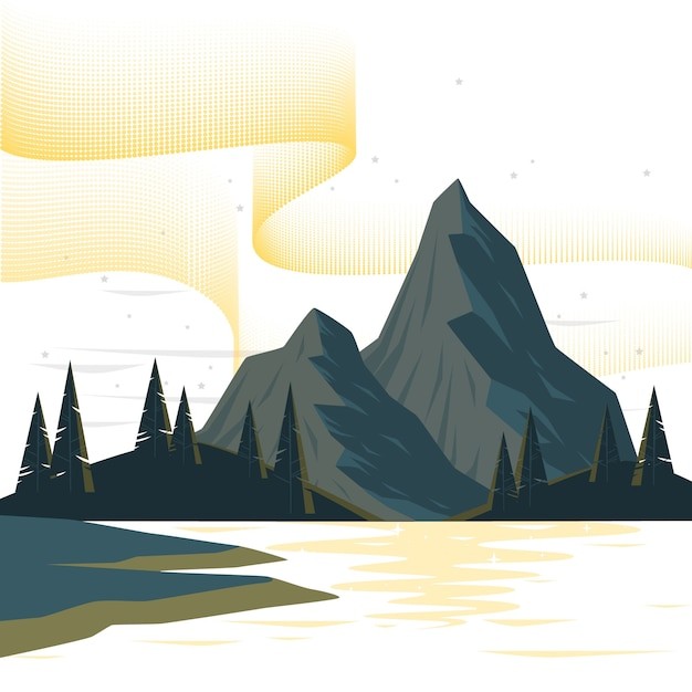 北极光风景插画