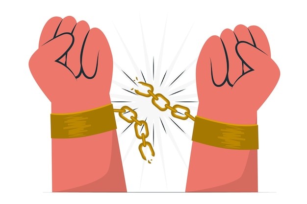 挣脱枷锁摆脱束缚插画