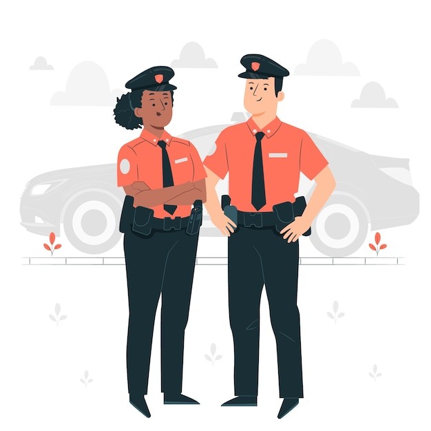 男警察和女警察插画