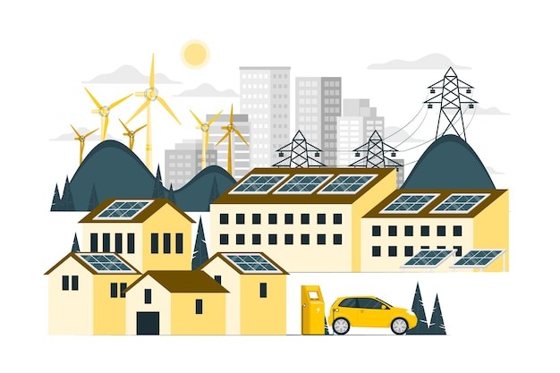 绿色能源产业插画