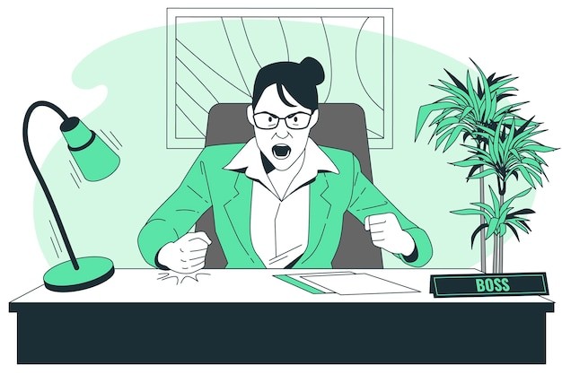 生气的老板插画