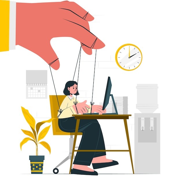 老板操纵员工插画