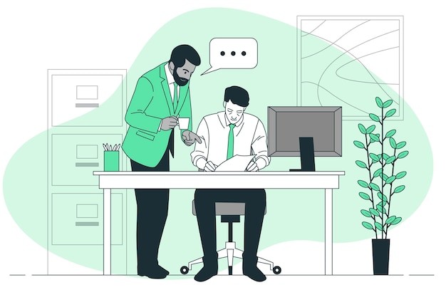 老板帮助员工插画