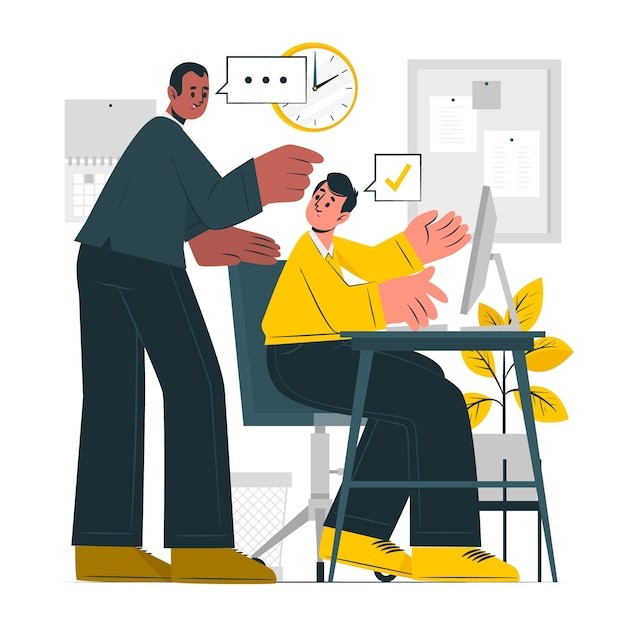 老板帮助员工插画