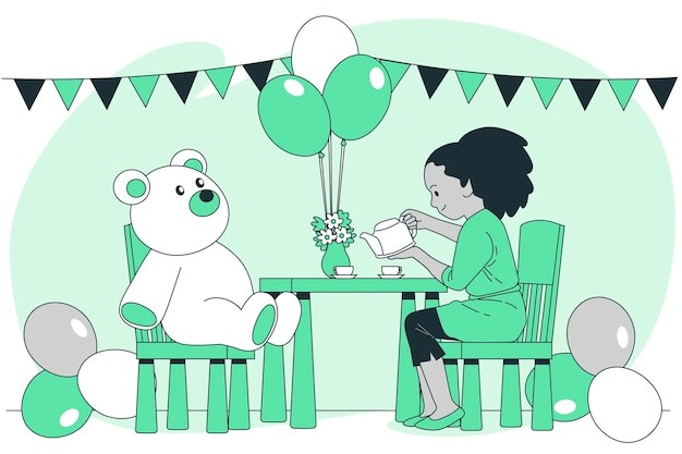 儿童茶会插画