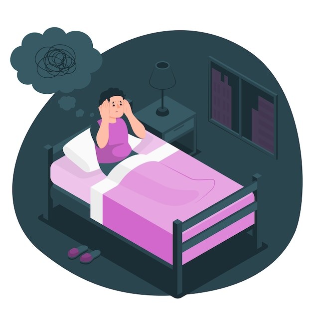 过度思考失眠插画