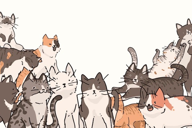 动物猫咪涂鸦插画