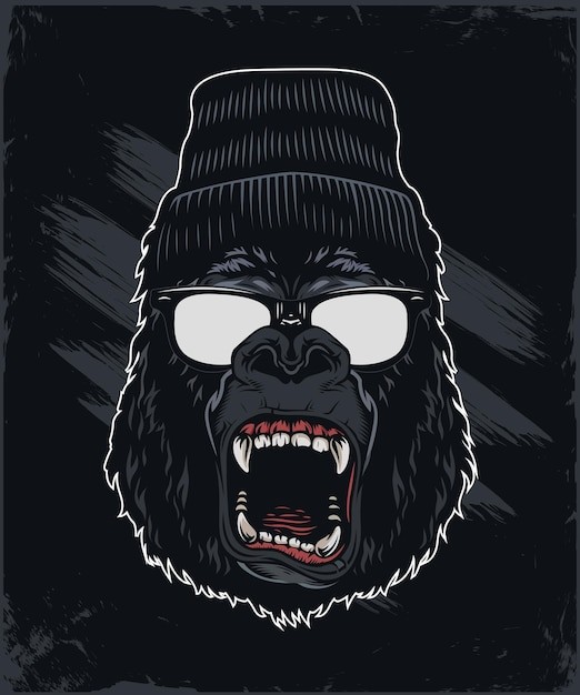 戴帽子的黑猩猩插画