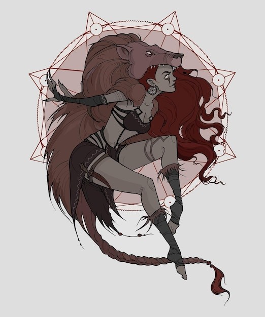 神秘巫师女人插画