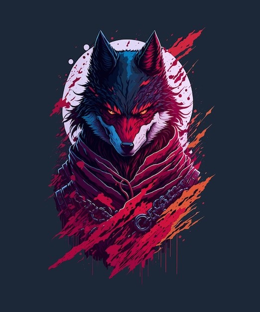 狼艺术涂鸦插画