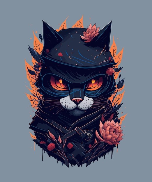 猫艺术涂鸦插画