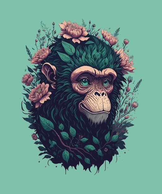 猴子艺术涂鸦插画