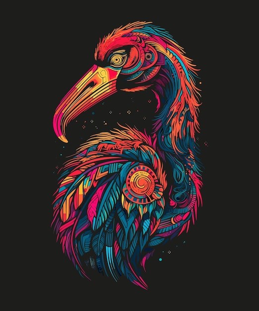 多彩的鸟数字艺术插画