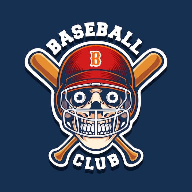 骷髅棒球吉祥物插画logo标志