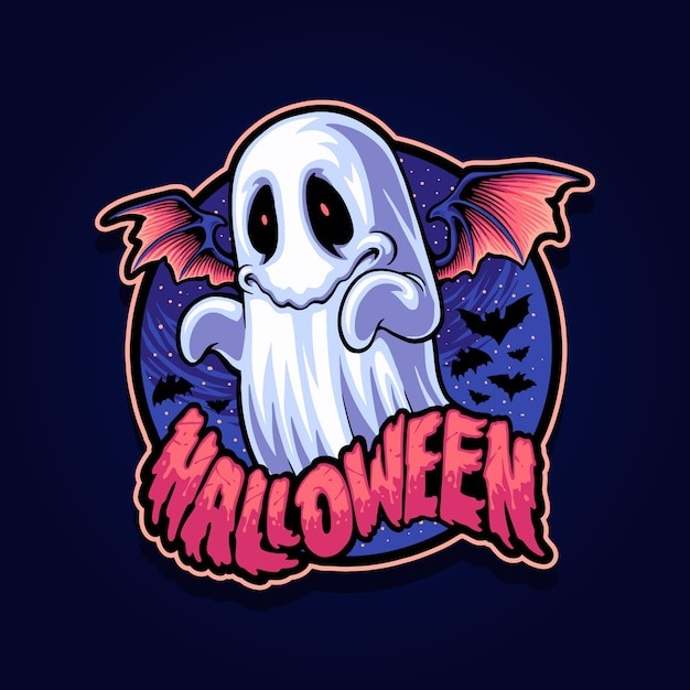 万圣节幽灵战队吉祥物插画logo标志