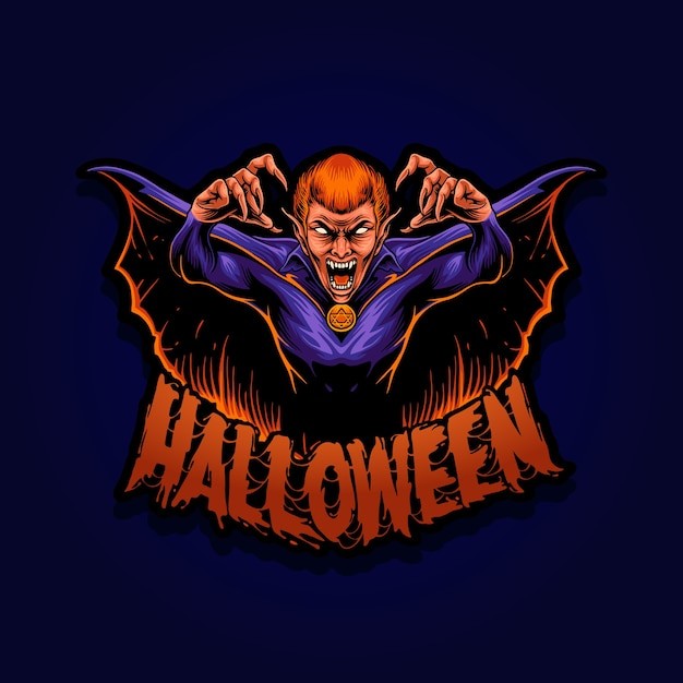 万圣节吸血鬼战队吉祥物插画logo标志
