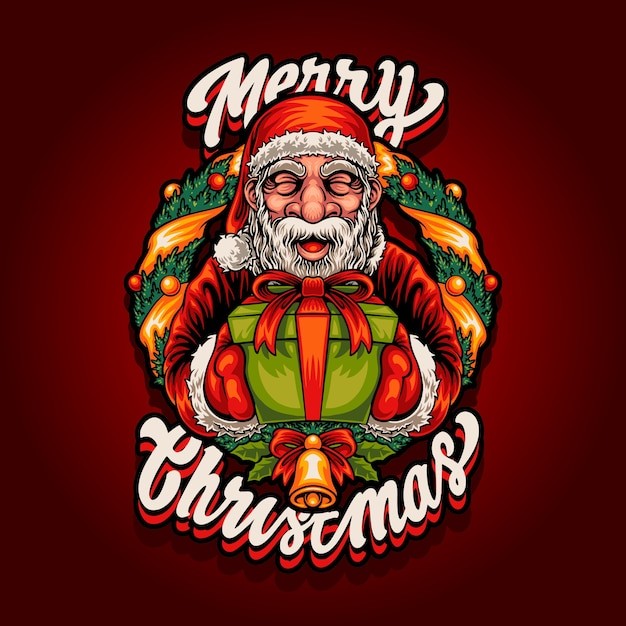 圣诞老人吉祥物logo插画标志