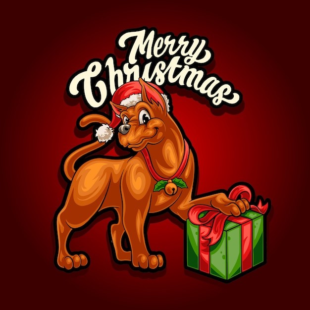 圣诞节的狗吉祥物logo插画标志