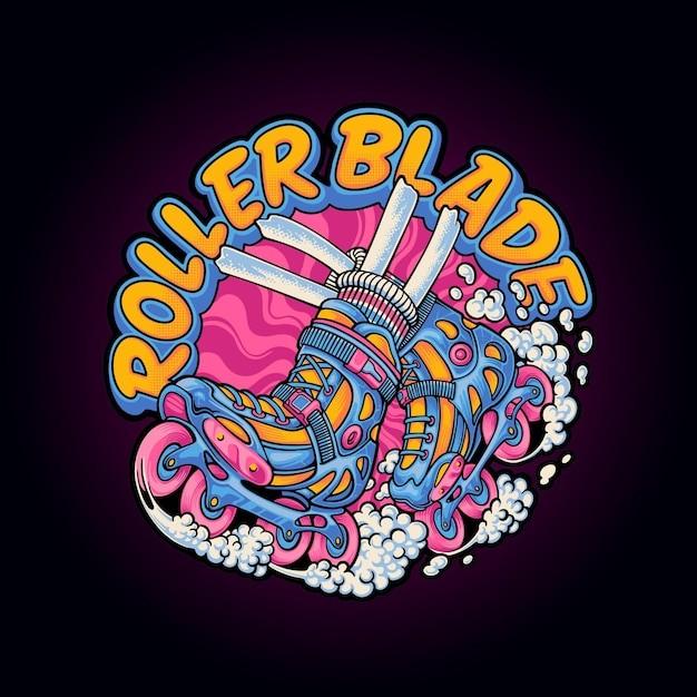 溜冰鞋旱冰鞋吉祥物插画logo标志