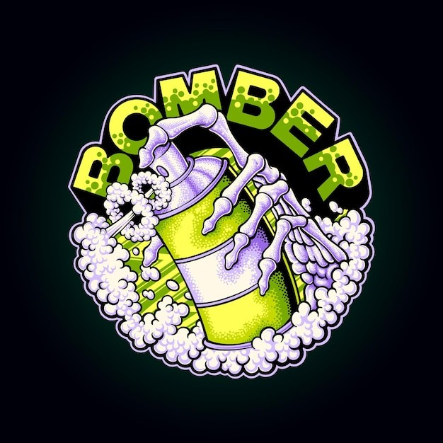 骷髅喷漆吉祥物插画logo标志