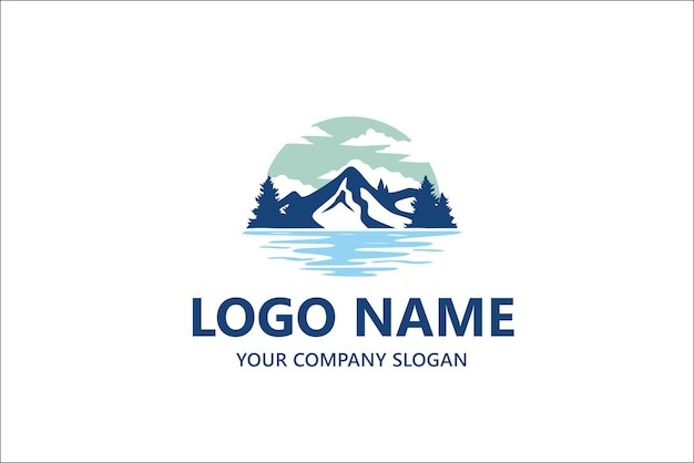 户外大山湖水标志logo