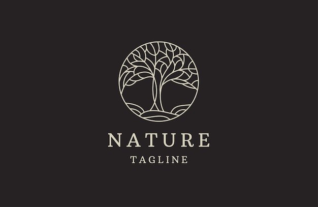 线条抽象树木标志logo