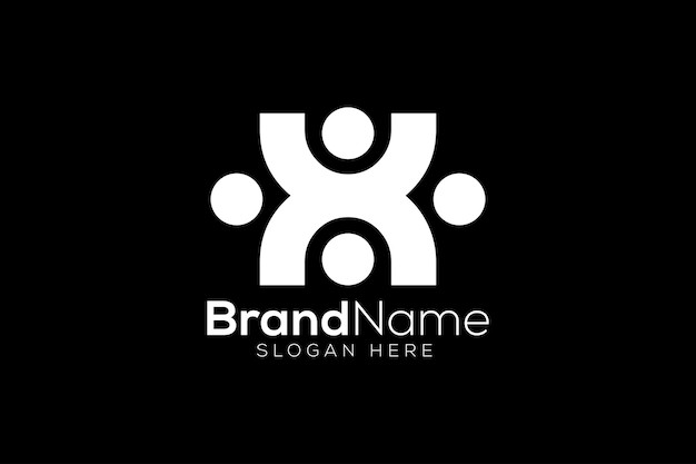 字母x抽象的人标志logo