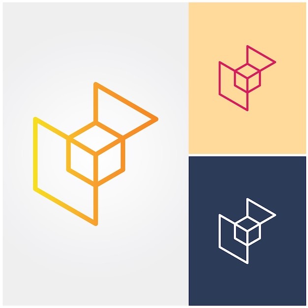 立方体线条标志logo