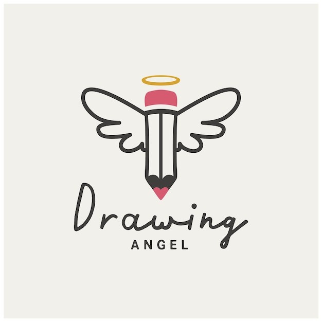 铅笔翅膀光环画家标志logo