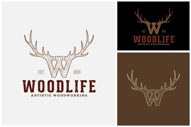 鹿角字母w标志logo