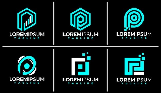 现代科技字母p标志logo