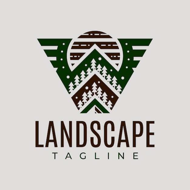 景观山树木太阳标志logo