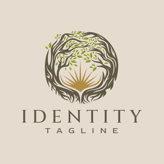 植物藤蔓树叶太阳标志logo