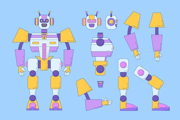 卡通机器人角色设定插画