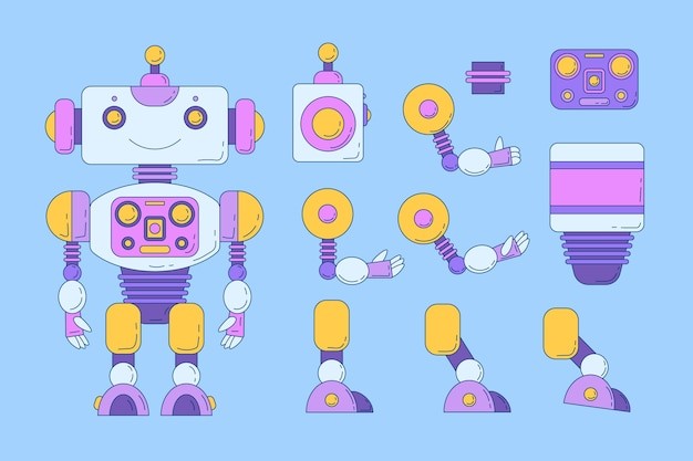 卡通机器人角色设定插画