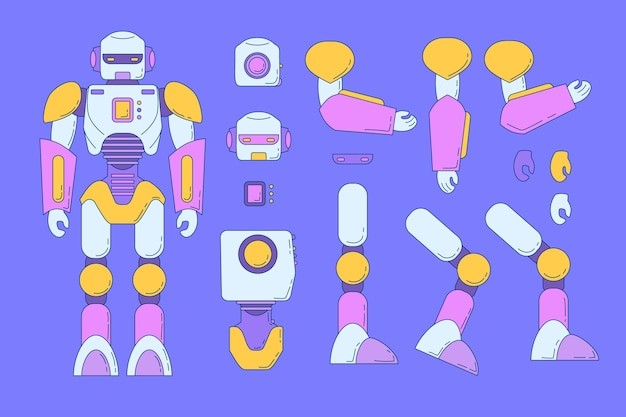 卡通机器人角色设定插画