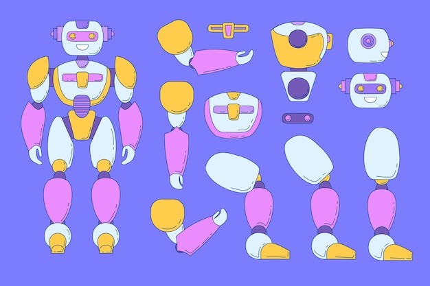 卡通机器人角色设定插画