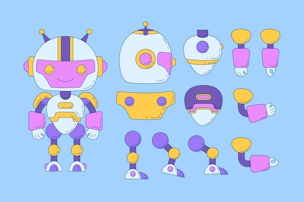 卡通机器人角色设定插画