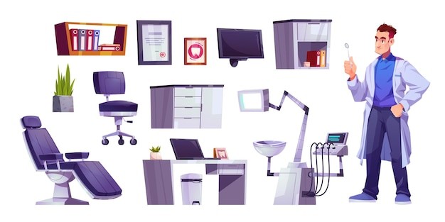 牙医牙科卡通元素