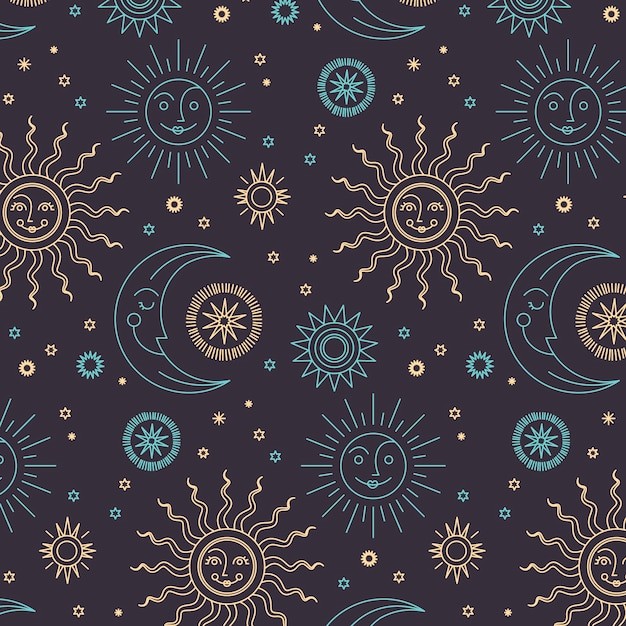 手绘卡通太空星空主题印花插画图案花纹