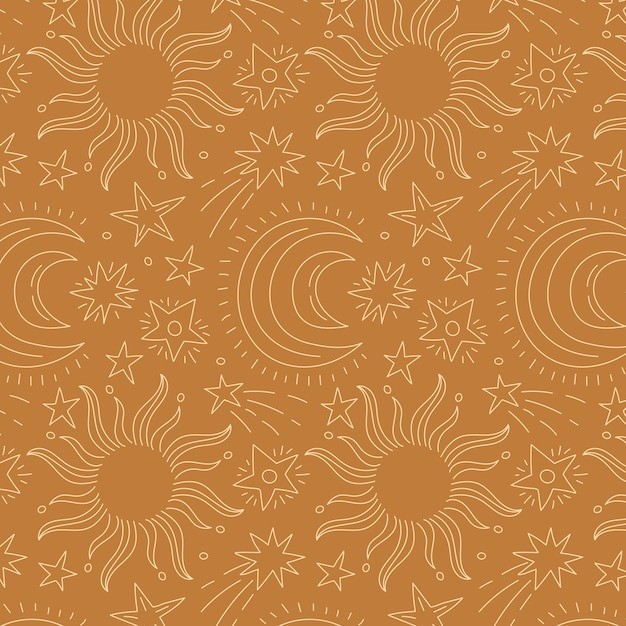 手绘卡通太空星空主题印花插画图案花纹