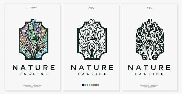 华丽椭圆装饰花朵标志logo